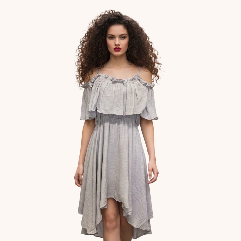 Pink Martini Ruffle Off-Shoulder High-Low Midi Dress - Pink - XS